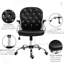 Fauteuil en cuir noir Pu pour bureau, à boutons, avec hauteur réglable et roues pivotantes pour une utilisation confortable et confortable en similicuir, facile à déplacer