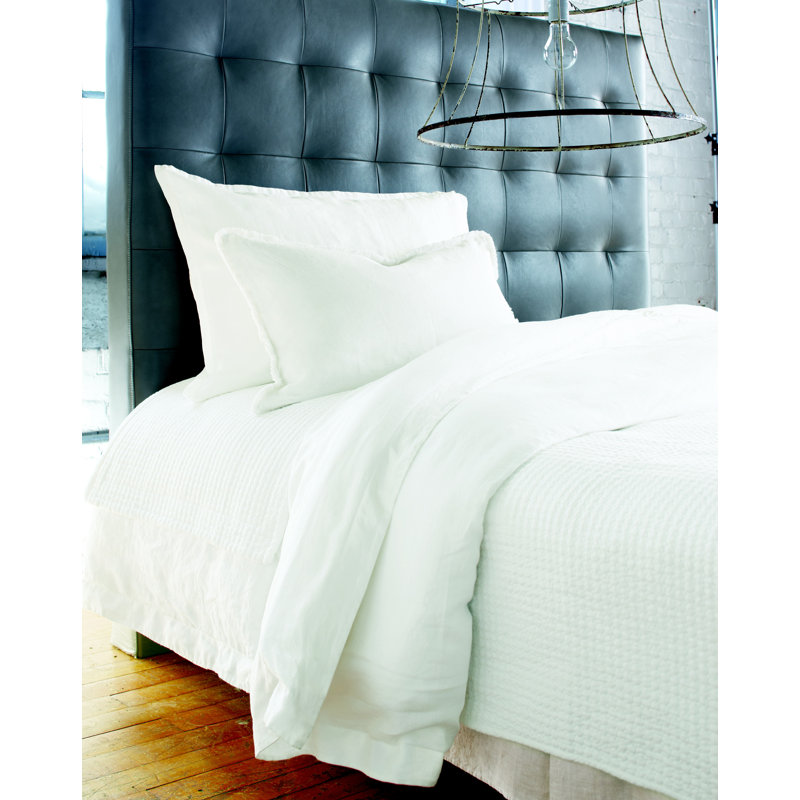 Ensemble de housse de couette en lin, Housse de couette très grand + 2 taies décoratives, Blanc