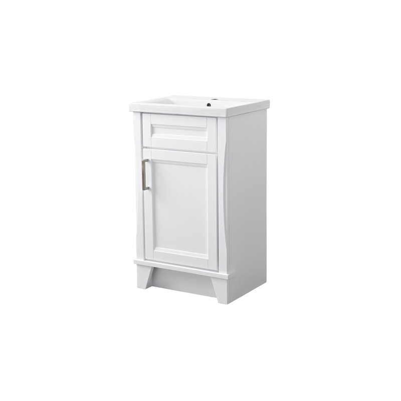 Amberlynne 20.38'' Single Bathroom Vanity with Ceramic Top, White