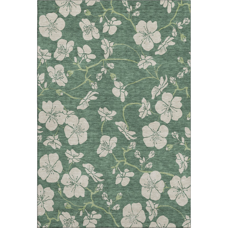 Premium Machine Washable Birchview AMF1034 Floral Rug, Rectangle 9' x 12'
