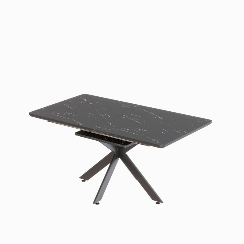 Helsel 62.4"-78.15" Extendable Dining Table with X-Legs, Black