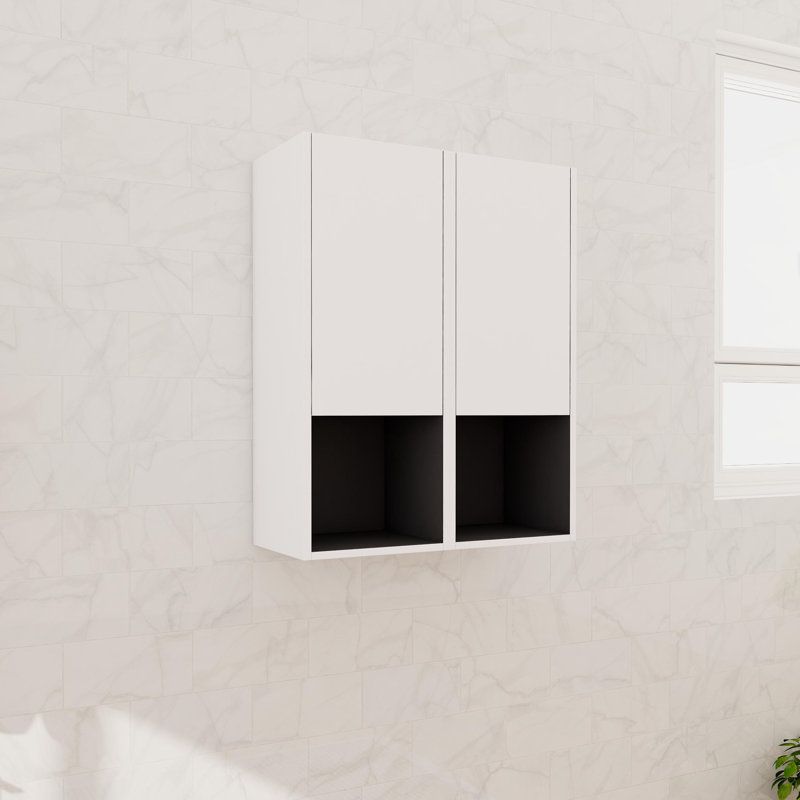 Armoire murale de salle de bain murale avec porte et tablette à fermeture en douceur, Blanc