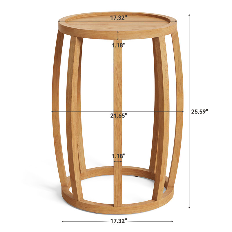 Table d'appoint ronde en bois massif, table d'appoint naturelle pour le salon