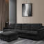 Canapé modulaire moderne avec méridienne en noir - décor de salon en lin, conception ergonomique, dossier rembourré en L confortable, design intérieur réversible, siège, siège