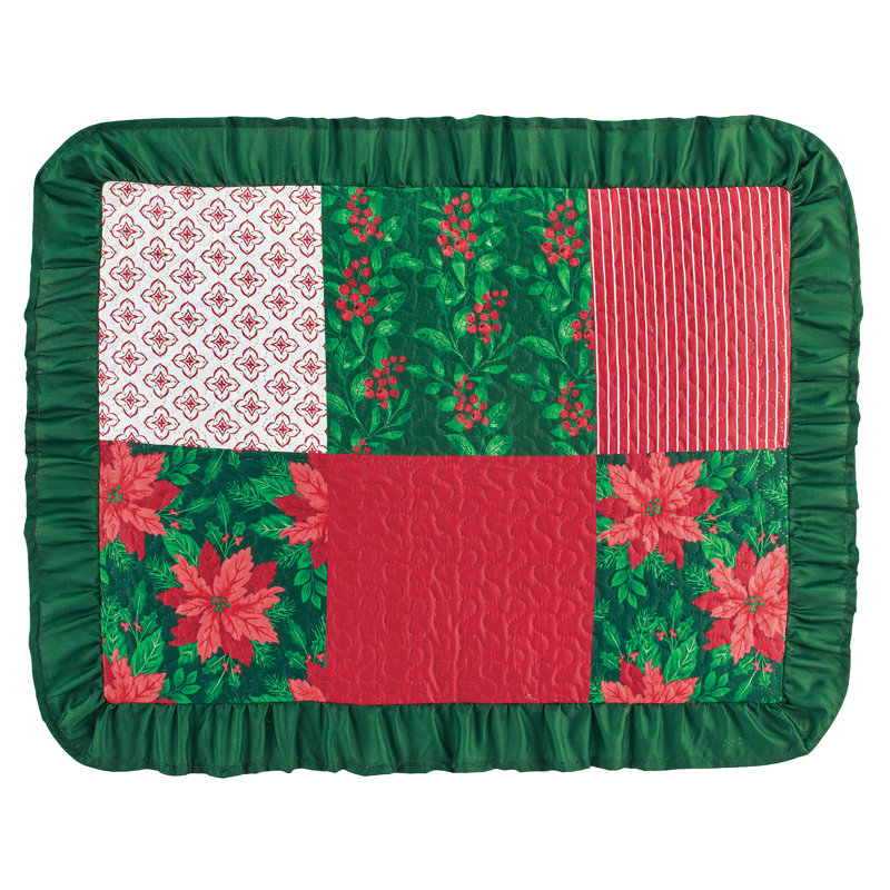 Holiday Patchwork Red and Green Ruffled Pillow Sham