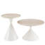 Ensemble de tables basses rondes 2 pièces, plateau de table en travertin avec base en acier, table basse multifonctionnelle à la mode-105946350