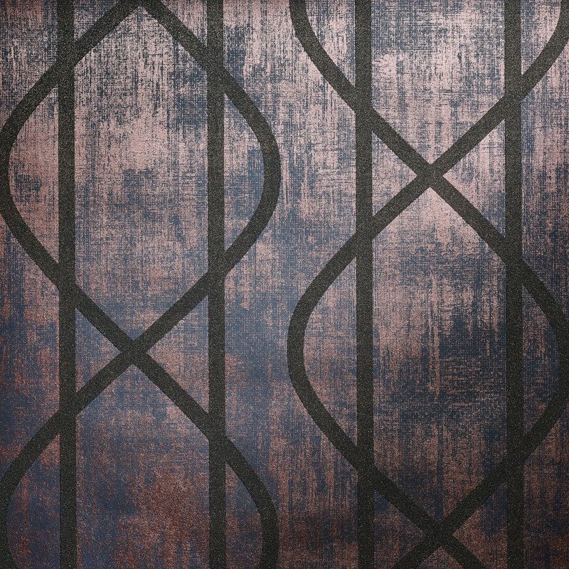 Saturn Glass Stone Geometric Lines 10.05m x 53cm Wallpaper Roll, Ocean Blue