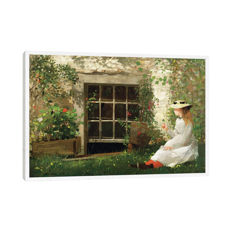 The Four Leaf Clover, 1873 by Winslow Homer - 1 Piece Painting on Canvas, 66.04cm H x 101.6cm W x 3.81cm D, White Framed