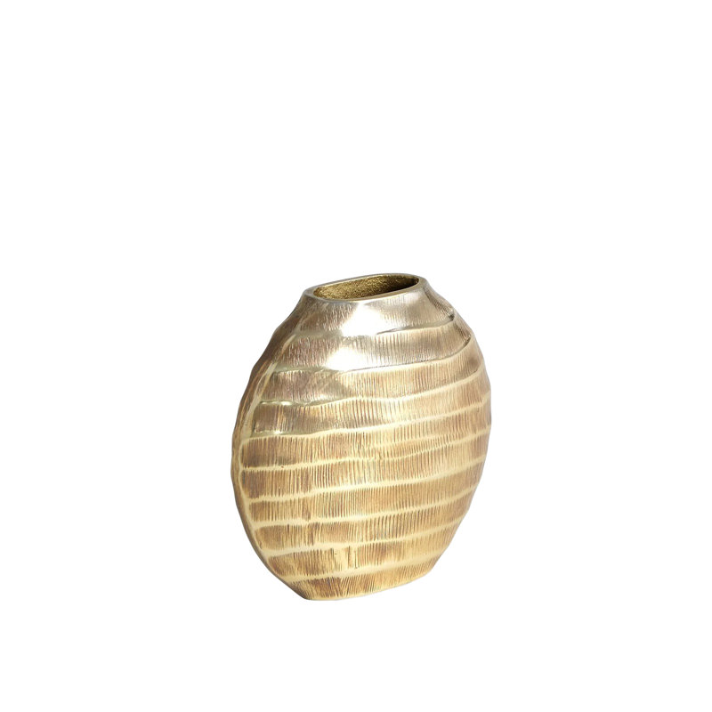 Vase ovale chassé - laiton antique, H 7,25 po x l 7,75 po x P 2,5 po