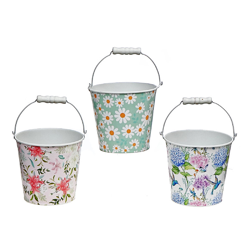 Ensemble de pots à fleurs en métal 3 pièces Floral