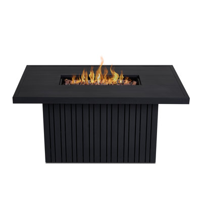 Calvin 52" Rectangle Metal Propane Fire Pit Table With Hidden Tank in Black Coral by Real Flame