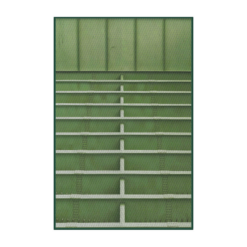 Tapis à motif géométrique vert, Rectangle 7 pi x 9 pi