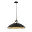 Luminaire suspendu dôme moderne en métal noir 22 po à 3 lumières avec accents de corde