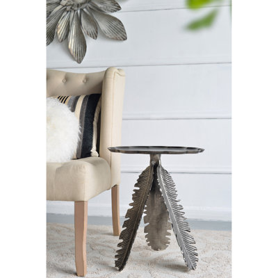 Table d'appoint argentée en aluminium antique