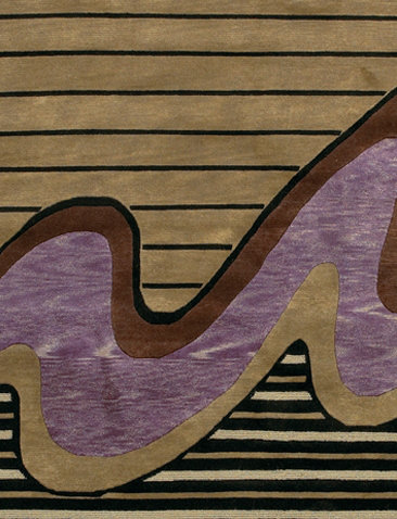 Aadi Striped Hand-Knotted Wool Brown/Tan Area Rug, Brown, Tan, Black, Purple, Rectangle 7'9" x 10'6"