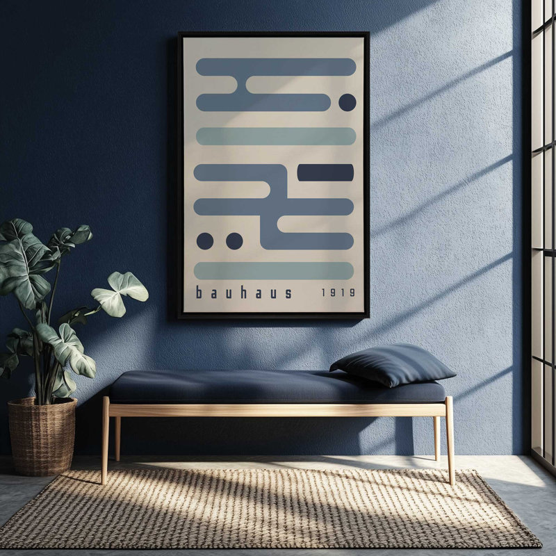 «Midnight Bauhaus Minimalist Circuitry», reproduction sur toile dans un cadre, H 12,75 po x l 8,75 po, Chrome poli