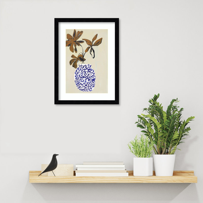 Midford Blue and Brown Floral Ambience Framed on Paper by Design Fabrikken Photograph, Black, 17" H x 13" W x 1" D
