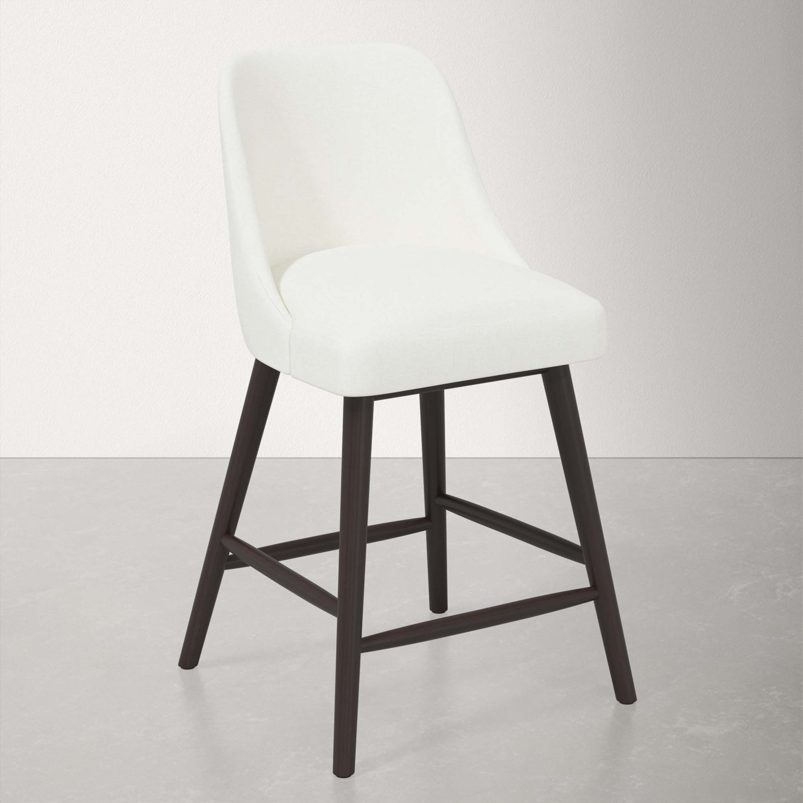 Gallie Stool, Espresso, Counter Stool (27" Seat Height), Zuma White Textured Linen