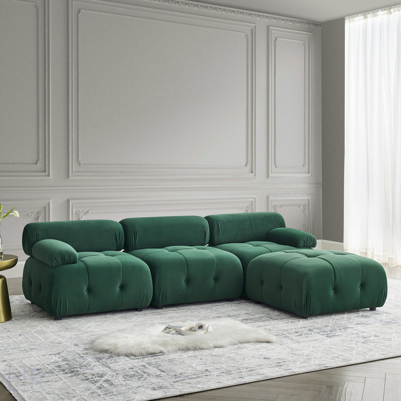Modular Sectional Sofa, Button Tufted Design And DIY Combination, L Shaped Couch With Reversible Ottoman For Versatile Living Spaces