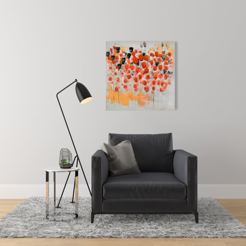 Toile abstraite à pois rouges sur le terrain | Décoration intérieure