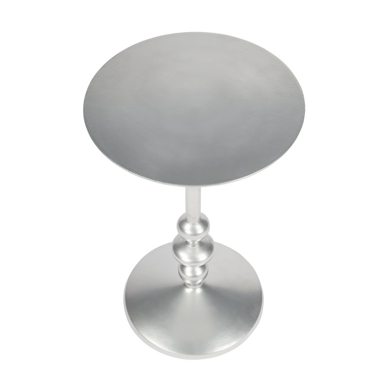 Zora Distressed Iron Pedestal Side Table, Nickel