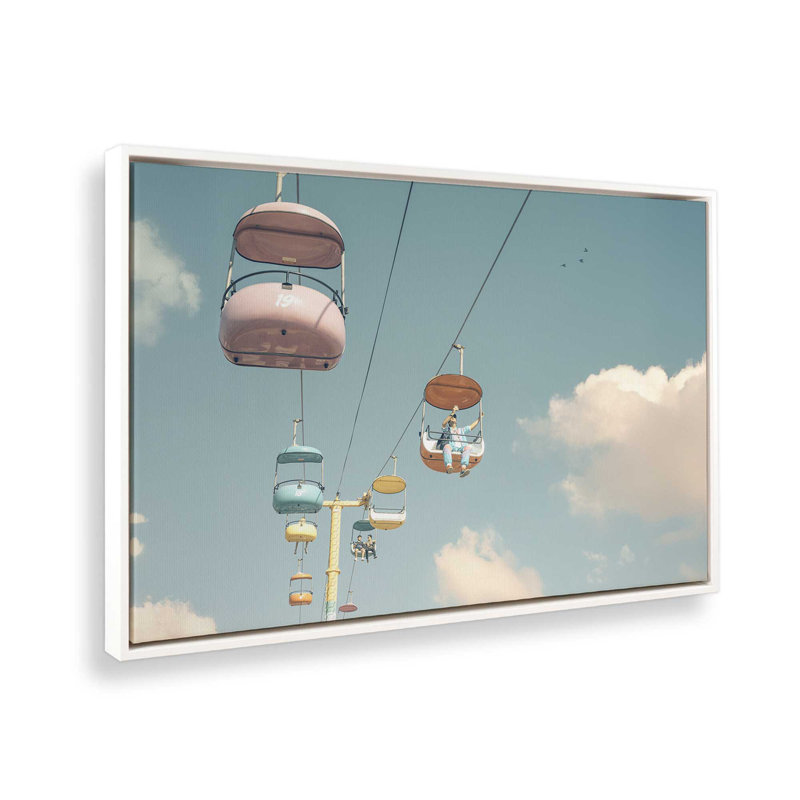 «Pastel Sky Ride Over Clouds» sur toile, H 20,75 po x l 30,75 po, Cadre flottant blanc opaque, 1