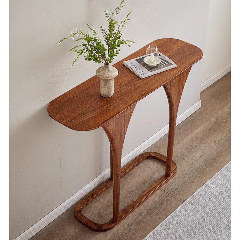 Console en bois massif de style Mid-Century moderne, H 34,6 po x l 39,4 po x P 11,8 po
