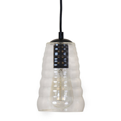 Luminaire suspendu H 8,25 po en verre transparent