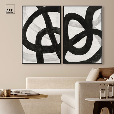 Infinite Loop Duo Canvas Print Modern Livingroom Art Set by Art Remedy, Gallery Wrapped, 36 x 54
