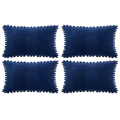 Pom-poms Cotton Blend Reversible Throw Pillow