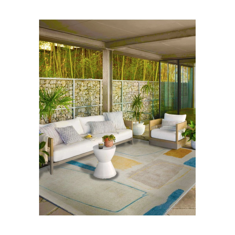 Cream Shaped Themed Patterned Woven Base Carpet And Washable Carpet, Rectangle 2'4" x 4'