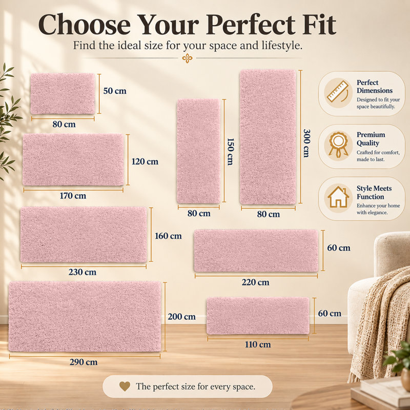 Machine Tufted High Pile Shag Area Rug(Ultra Soft & Fluffy), Pink, Rectangle 160 x 230 cm
