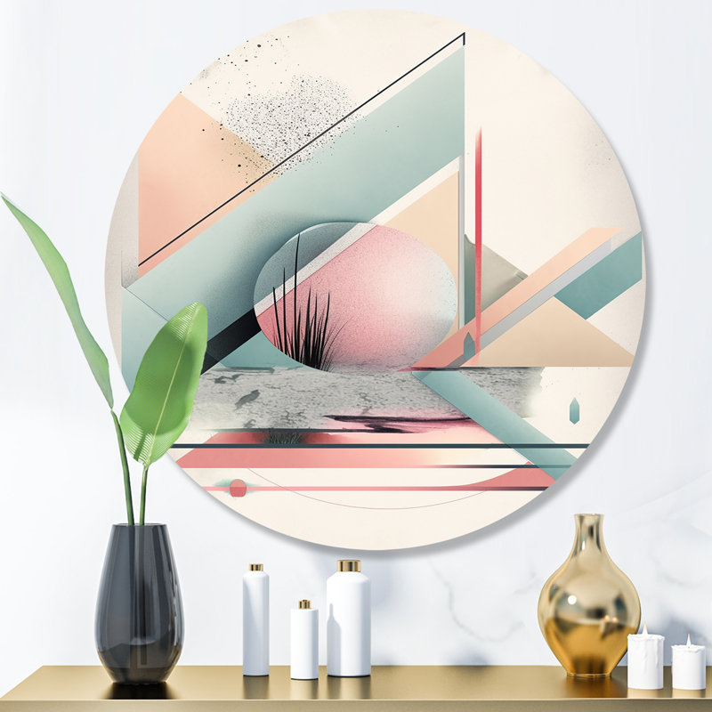 Décoration murale rose en métal Minimalisme, H 23 po x l 23 po x P 1 po