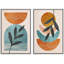 «Mid Century Shape Orange Green Pastel Polygon Abstract», reproduction d'art moderne sur toile encadrée 2 pièces-71660437-71660439
