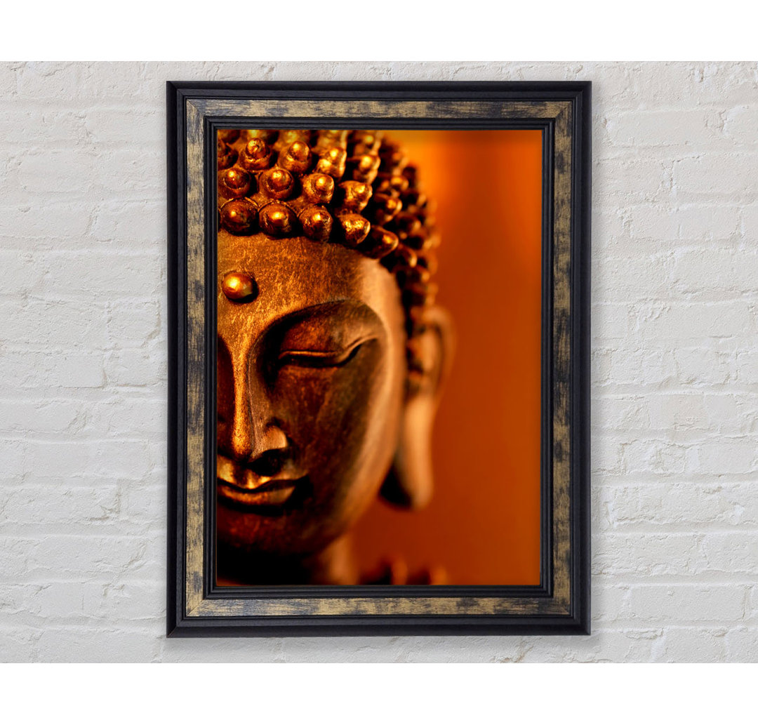 Buddha Gesicht Orange Gerahmter Druck