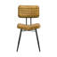Deux chaises d'appoint en cuir brun clair et noir, conception industrielle, configuration en métal des pieds en cuir teint à la main, dossier rembourré avec capitonnage vertical, chaise de 2 de 18,75 pouces de hauteur, structure de la structure, sièges,