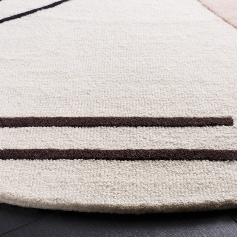 Arabelle Handmade Tufted Wool Ivory/Blush Rug, Round 4'