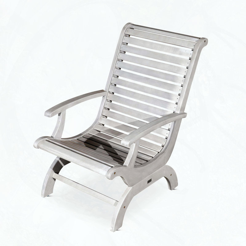 Eucalyptus Plantation Chair with Sleigh Design, Silver/Gray