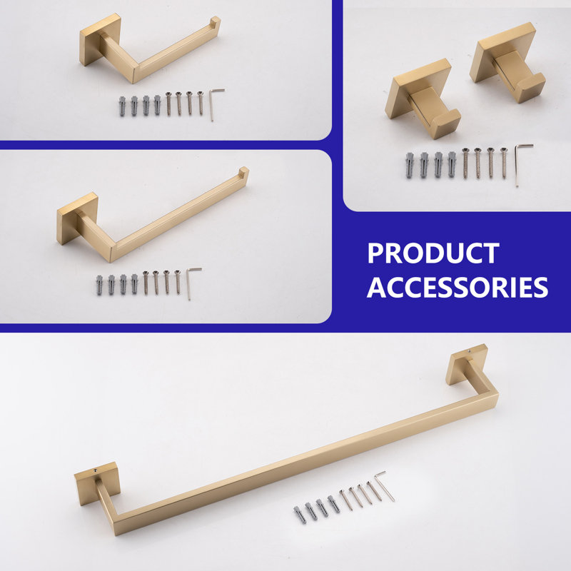 5 - Piece Bathroom Hardware Set, Brushed Gold