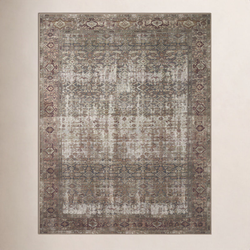 Tapis oriental Georgie Moss / Salmon, Rectangle 2 pi 3 po x 3 pi 9 po