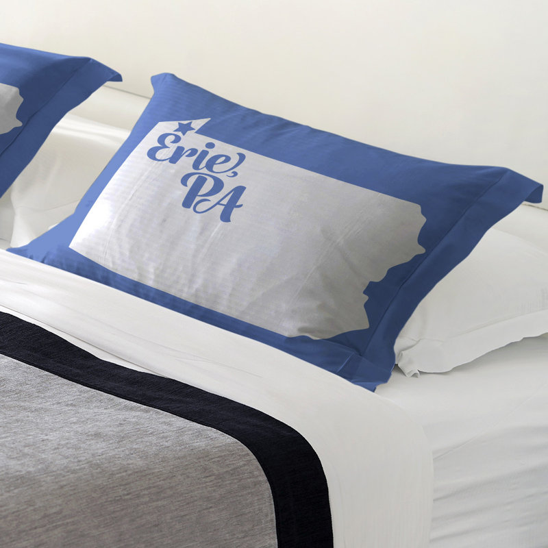 Erie Polyester Sham Set, Queen, Microfiber, Blue