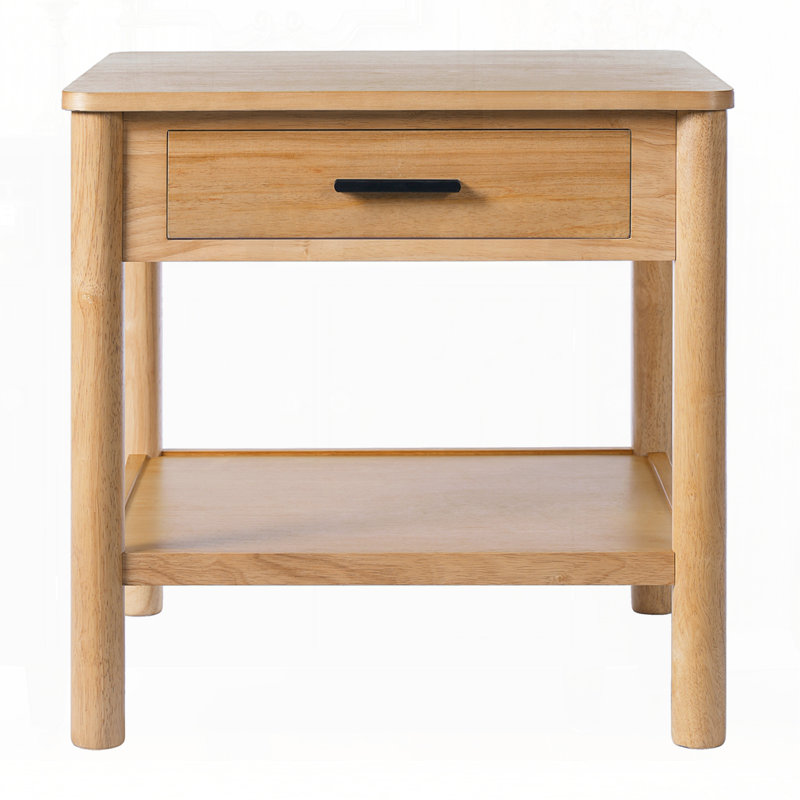 Natural Rubber Wood Side Table