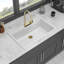 Évier de cuisine à cascade avec comptoir en granite blanc 33 x 22 po avec robinet rétractable