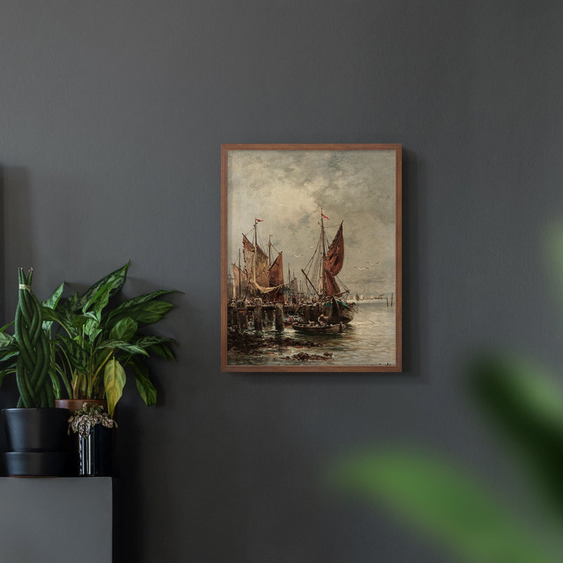 Vintage Nautical Print XXXII - impression encadrée, Noyer, H 14 po x l 11 po