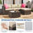 5-Piece PE Rattan Outdoor Sectional with Ottoman & Glass Table, Brown/Khaki-1659509589-1659509586