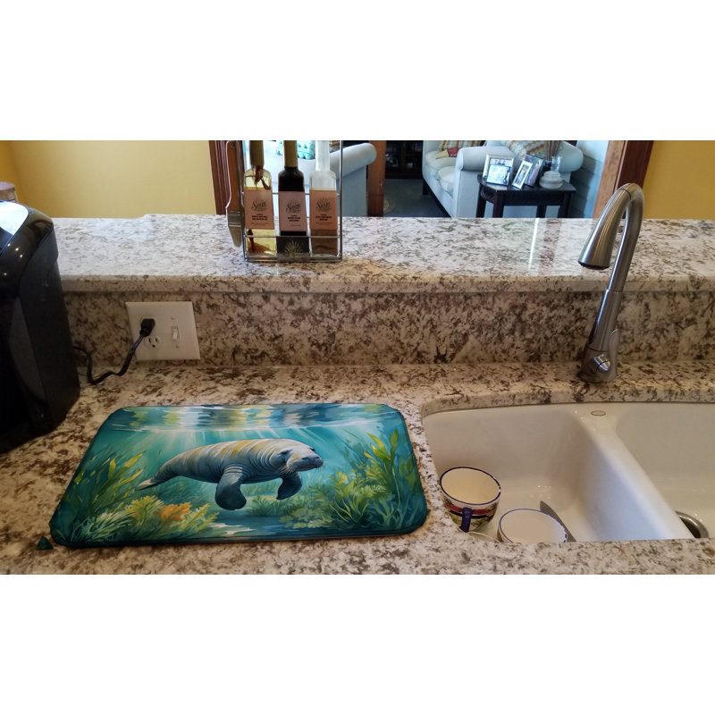 Manatee in a Seagrass Bed Dish Drying Mat