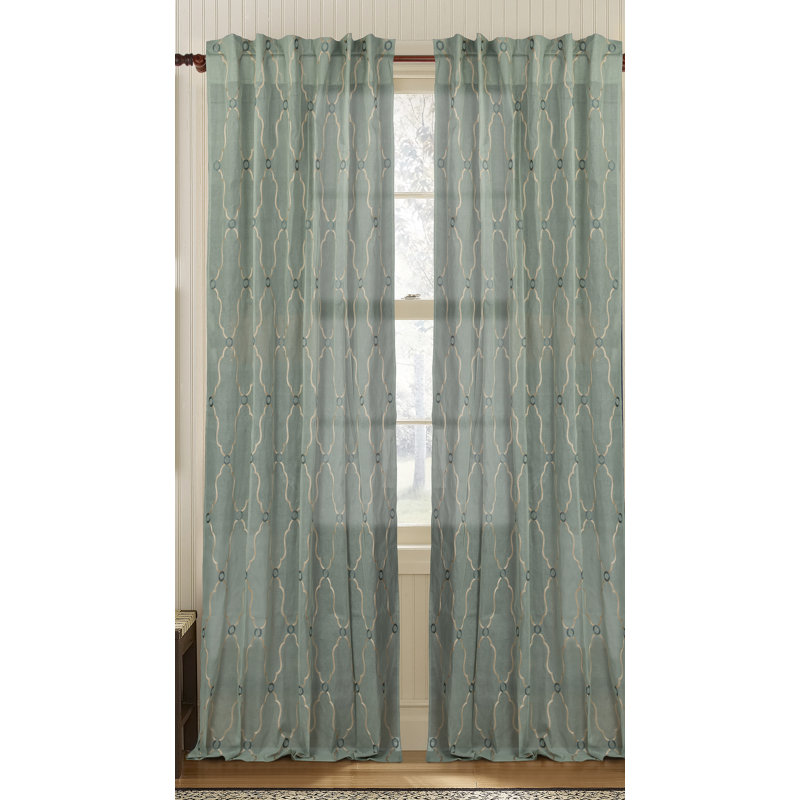 Viola 100% Cotton Sheer Curtain Single Panel, 54" W x 108" L, Charlotte Blue