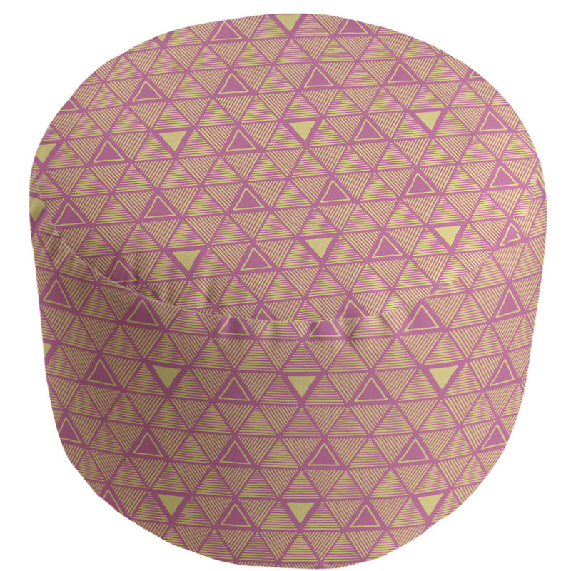 Upholstered Pouf, Pink/Yellow