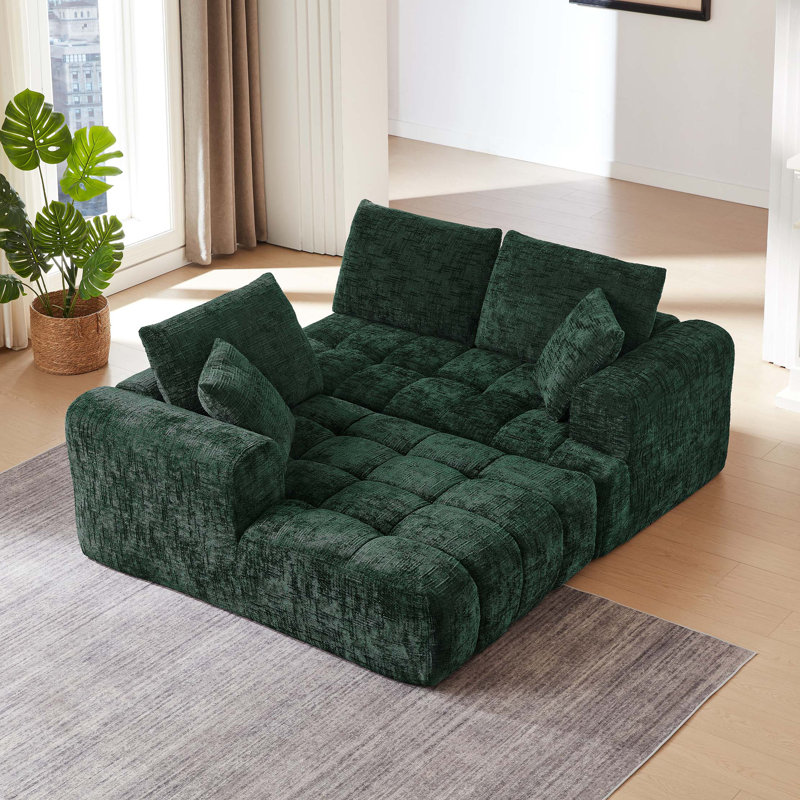 Canapé modulaire surdimensionné en L Chenille, design minimaliste, canapé-lit confortable pour les salons, les appartements et les espaces de réception