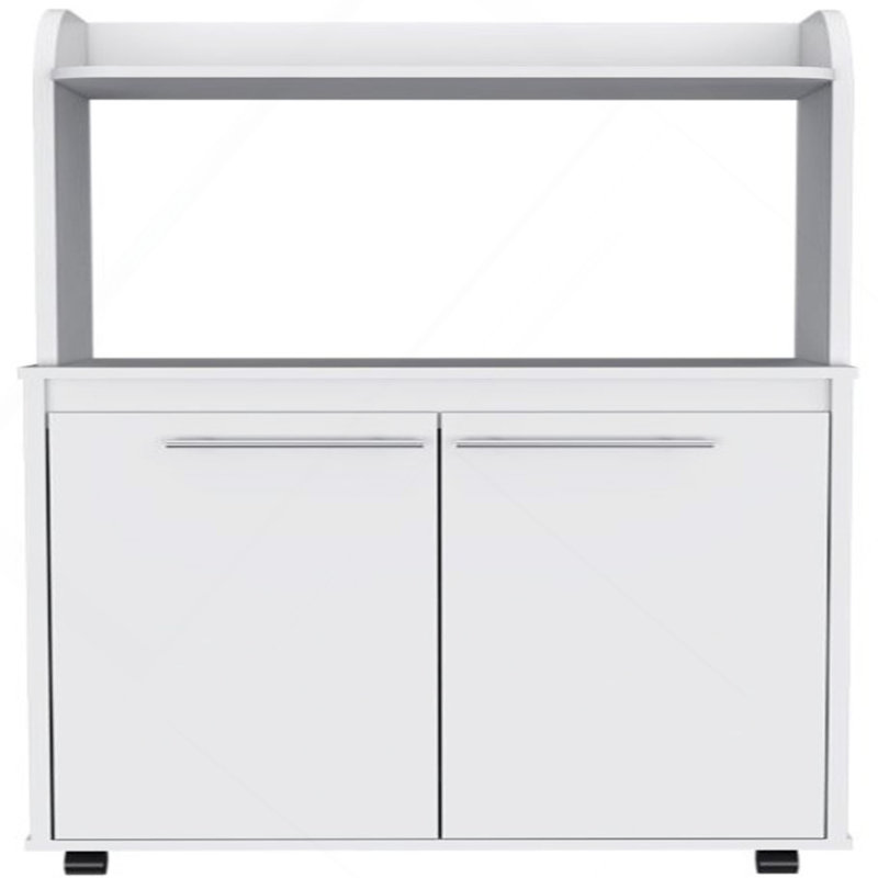 Kart de cuisine, armoire à deux portes, une tablette ouverte, deux tablettes intérieures
